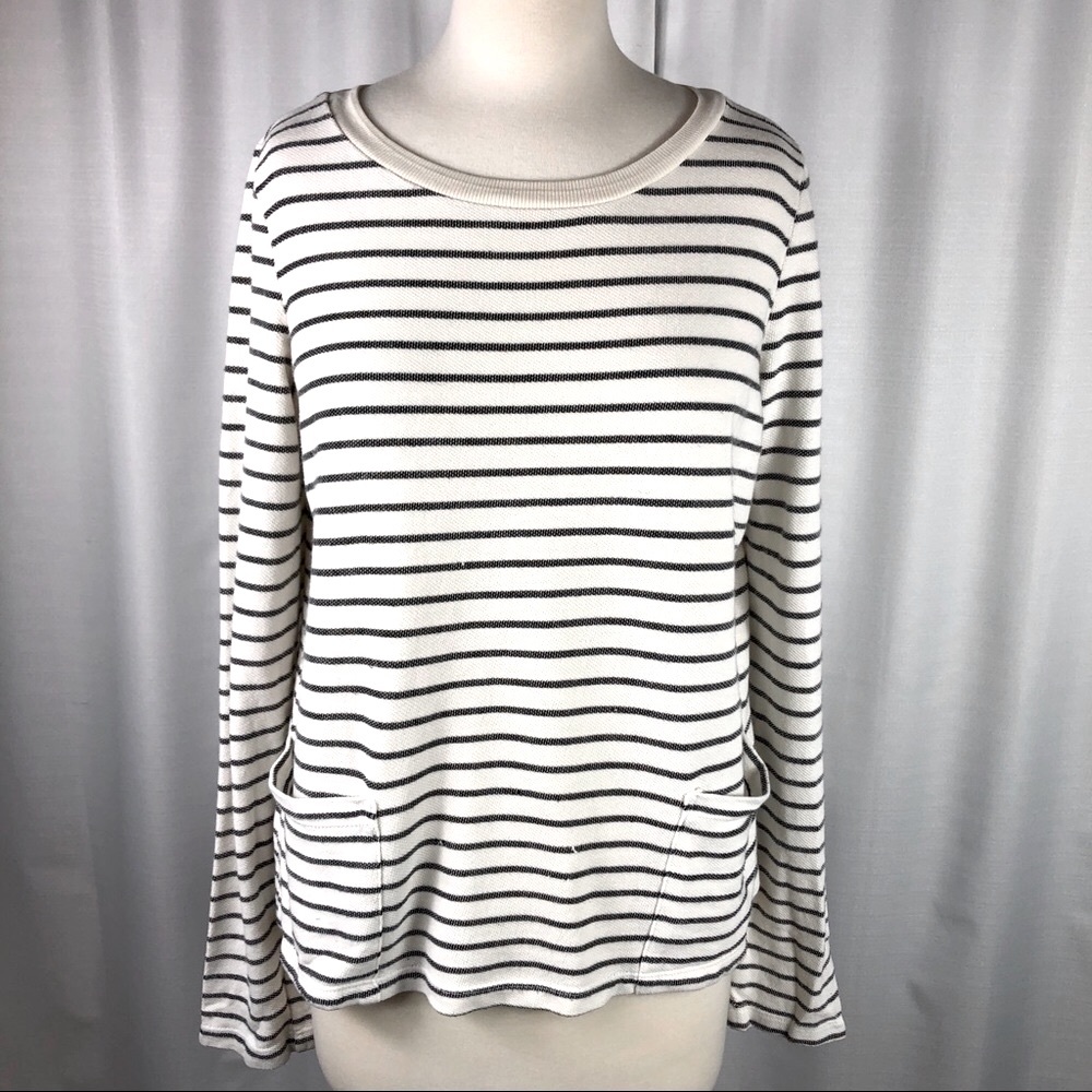 Splendid Navy/White Long Sleeve Top Zipper Back L